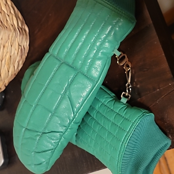 Men's Green Leather Grandoe Ski Mitts, Sz. M - Picture 7 of 7